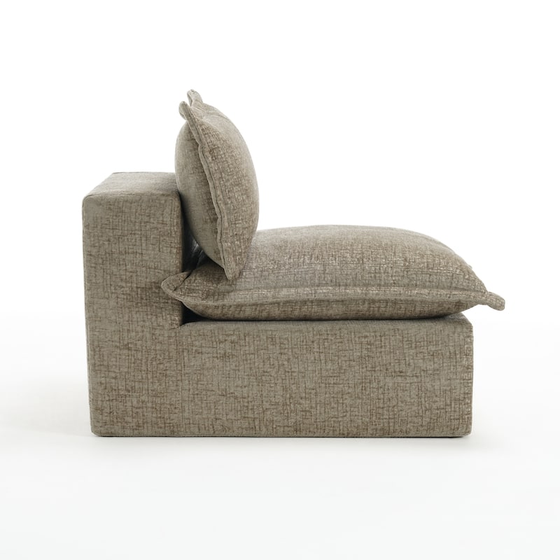 32"W Chenille Upholstered No Assembly Armless Accent Chair