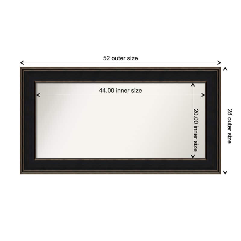 Mezzanine Espresso Framed Non-Beveled Custom Wall Mirror, Bathroom Vanity Mirror - Outer Size: 51.75 x 27.75
