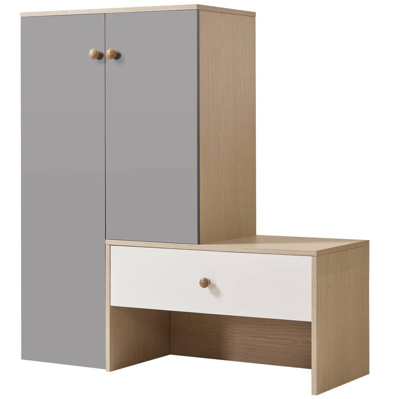 43.25" Shoe Storage Cabinet Bench with 6 Adjustable Shelves