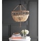 preview thumbnail 1 of 3, SAFAVIEH Lighting Whitley Adjustable 4-light LED Beige Beaded Chandelier - 24.5"x24.5"x38-110"
