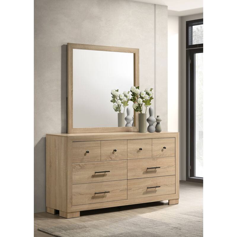 Arielle 6-drawer Bedroom Dresser with Mirror Light Oak