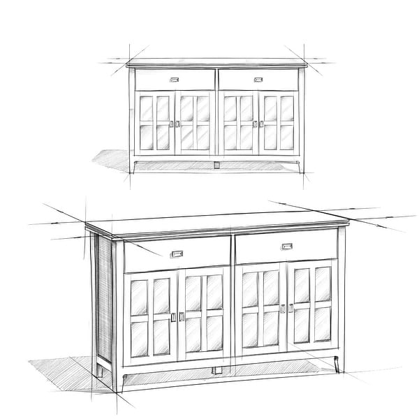 dimension image slide 2 of 3, WYNDENHALL Stratford 60" Wide Solid Wood Transitional Large 4 Door Sideboard Buffet -  17"d x 60"w x 34"h