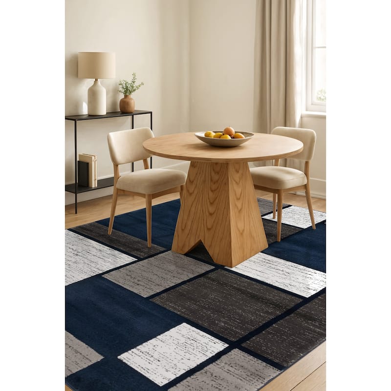 World Rug Gallery Contemporary Modern Boxed Color Block Area Rug
