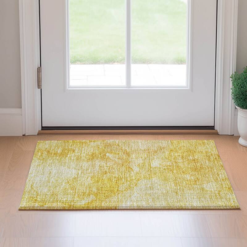 Premium Washable Super Soft Contemporary Marble Mayfield Rug - Gold - 1' 8" x 2' 6" - Rectangle