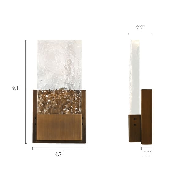 Modern Glam LED Flush Mount Textured Glass Wall Sconce Accent Bedroom Lighting - W4.7" x H9.1"