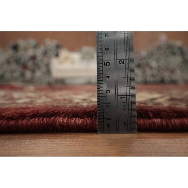 Hand Knotted Oriental 100% Wool Carpet Traditional Geometric Red Bokhara Area Rug - 9' 7'' X 7' 1''