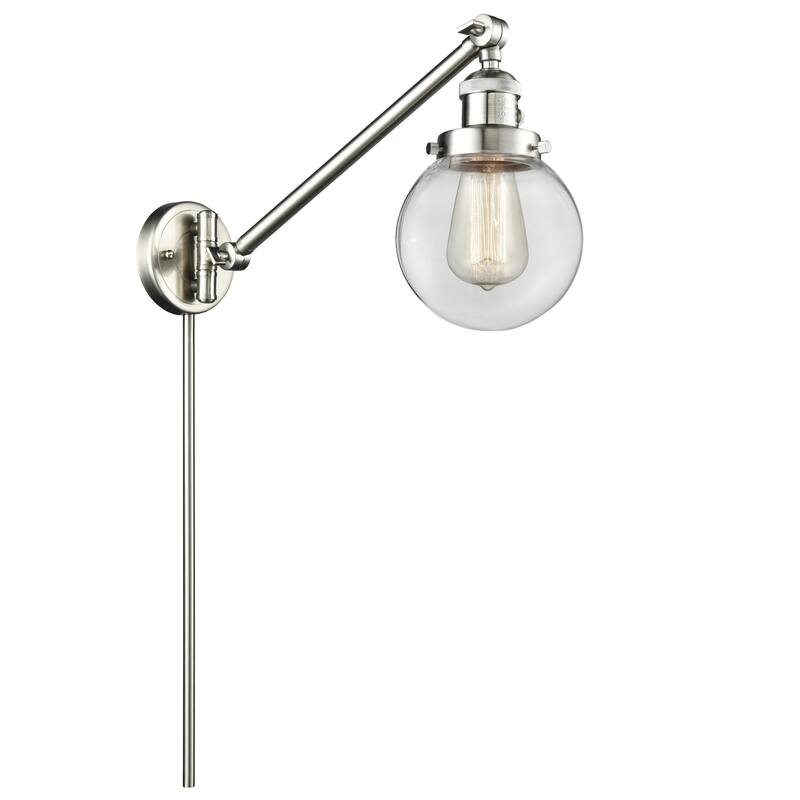 Innovations Lighting Beacon Single Light 6" Wide Wall Sconce / Pendant - Brushed Satin Nickel / Clear