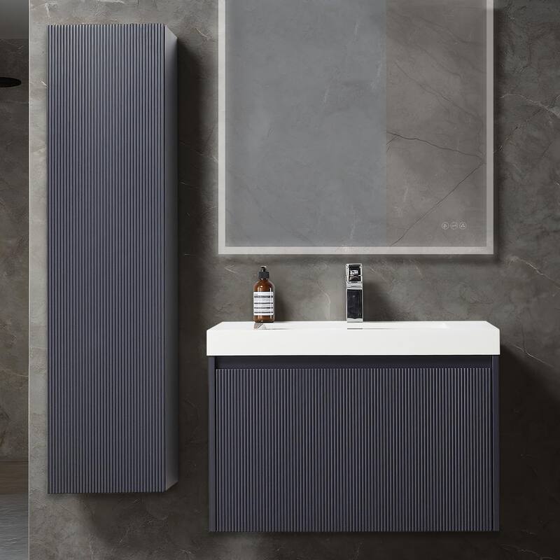 Blossom Positano 30" Floating Vanity with Sink & Side Cabinet - Night Blue