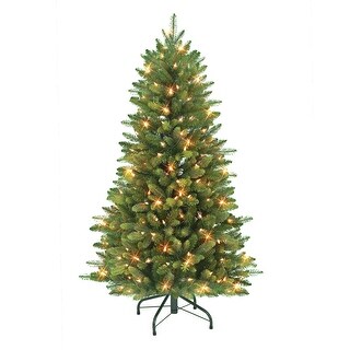 Puleo International 7.5-ft Spruce Pre-lit Flocked Artificial Christmas