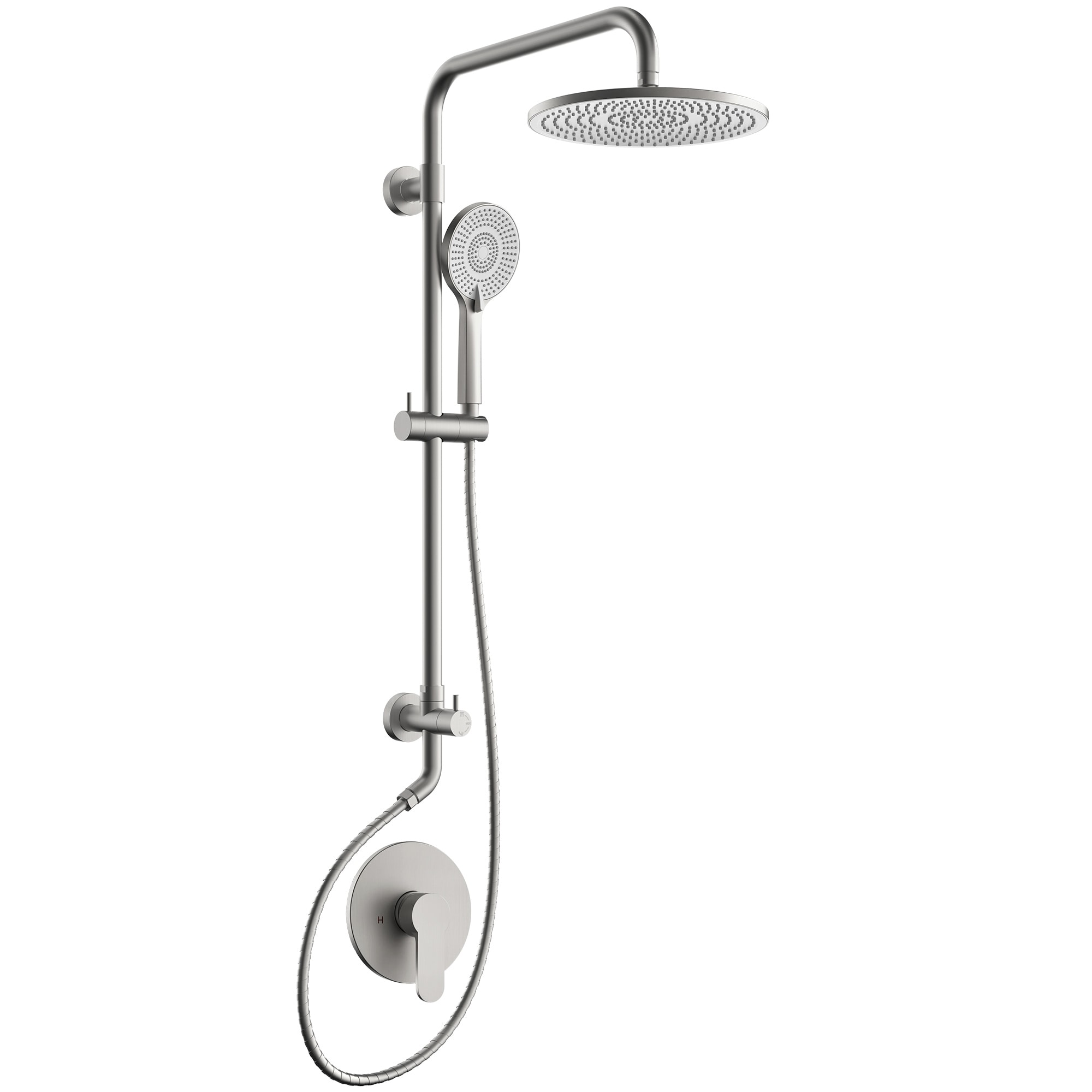 Wall Mount Pressure-Balanced Shower System 10"Rainfall Shower Head with Slider Bar Handheld