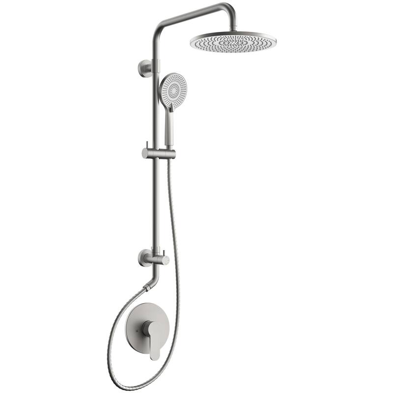 Wall Mount Pressure-Balanced Shower System 10"Rainfall Shower Head with Slider Bar Handheld