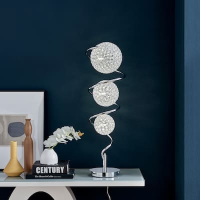 Chrystal Spheres Chrome 3-Dome Table Lamp - N/A