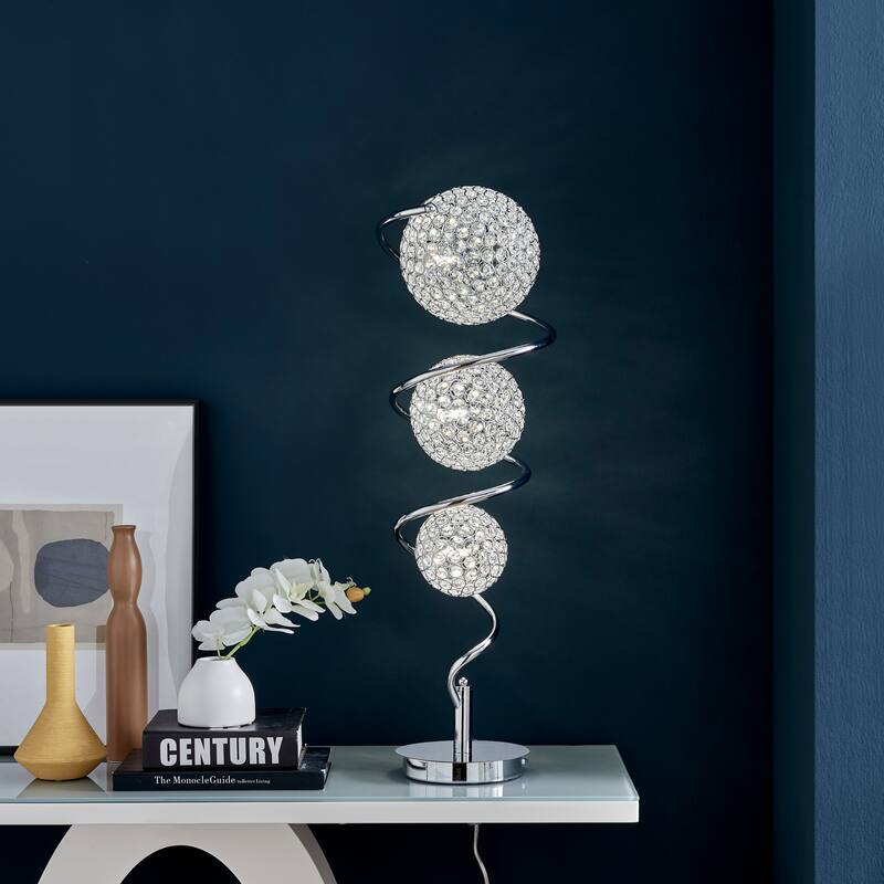 Chrystal Spheres Chrome 3-Dome Table Lamp - N/A - Chrome
