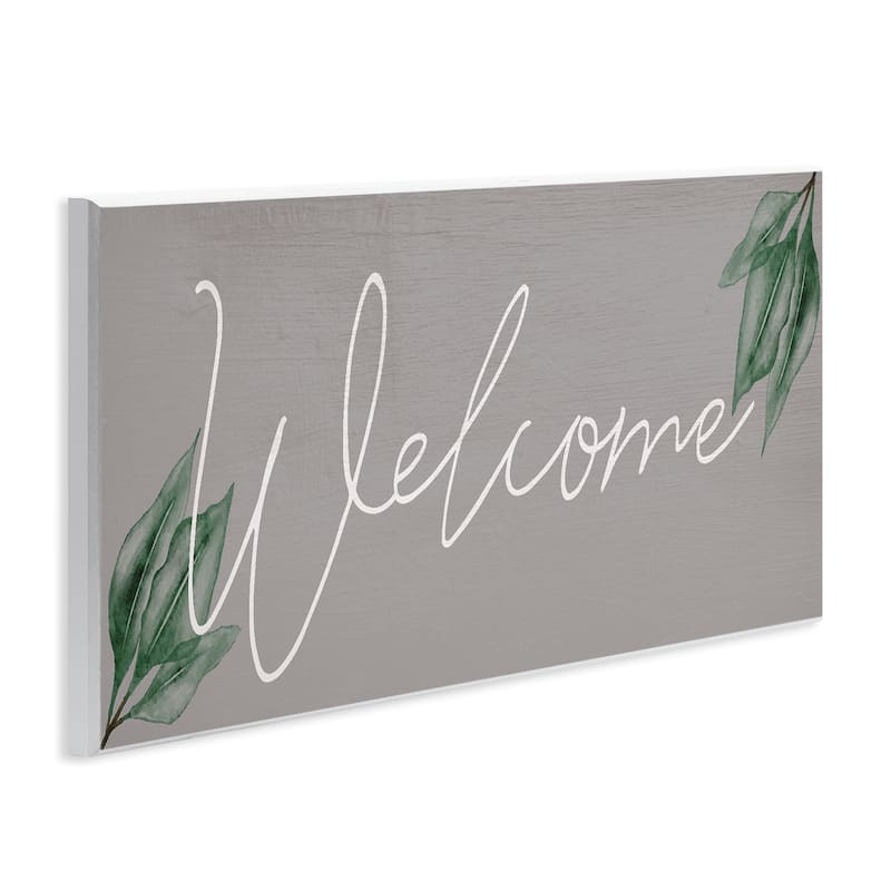 Stupell Welcome on Grey with Herbs Wall Plaque Art Design By Lil' Rue