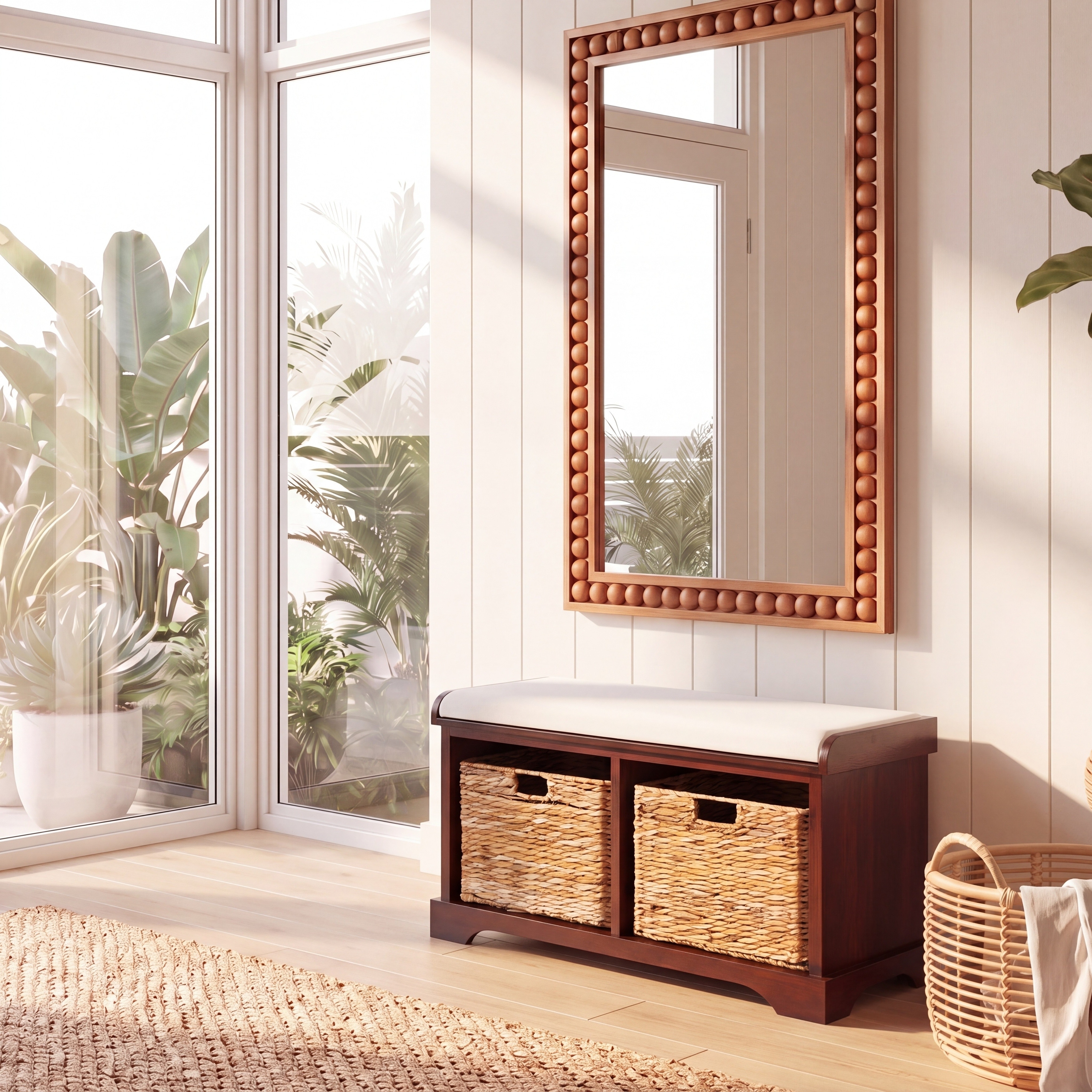 SAFAVIEH Freddy Cherry Wicker Storage Bench - 33.5