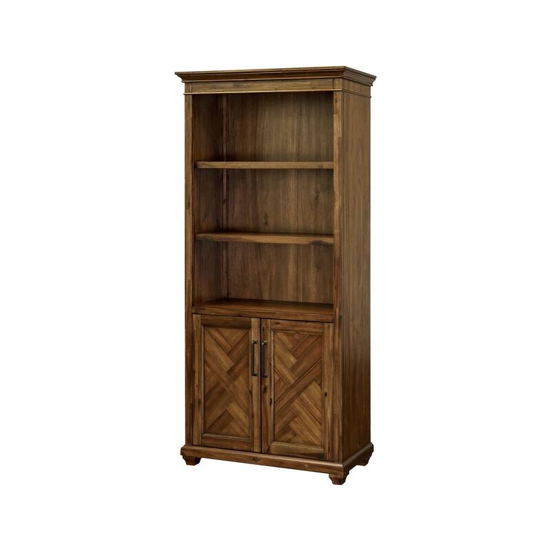 Traditional Wood Bookcase With Doors, Office Shelving, Storage Cabinet, Fully Assembled, Brown