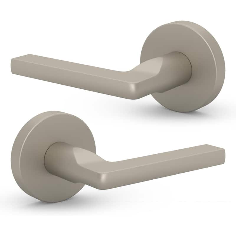 Mega Handles RALPH Round Dummy Door Lever for Closet and Hallway | Non-Turning Reversible Handing | Fits All Door Sizes - Satin Nickel