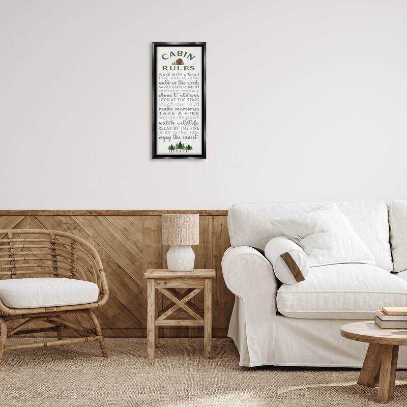Stupell Fun Rustic Cabin Rules Framed Floater Canvas Wall Art Design By Seven Trees Design