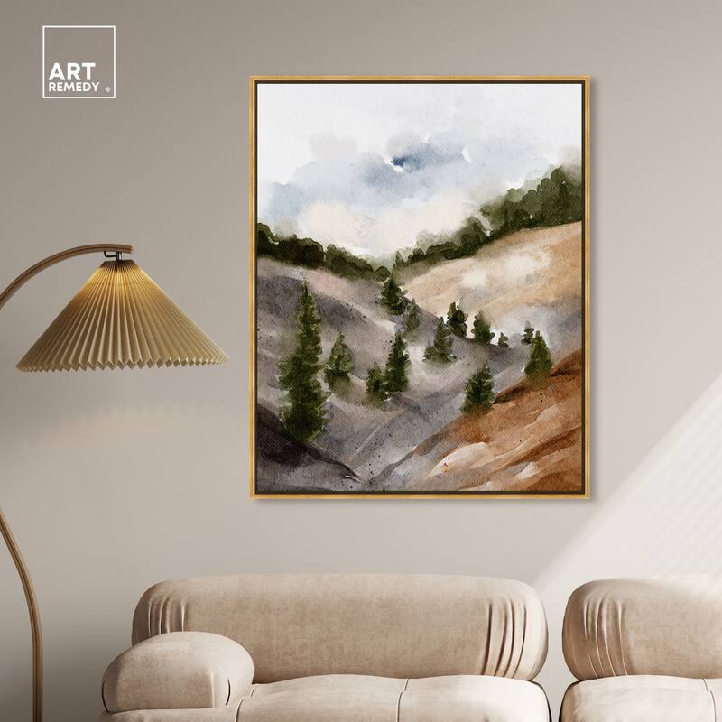 Art Remedy Looks Closer But Is Far Framed Landscape 1 Piece Canvas Wall Art Watercolor Style