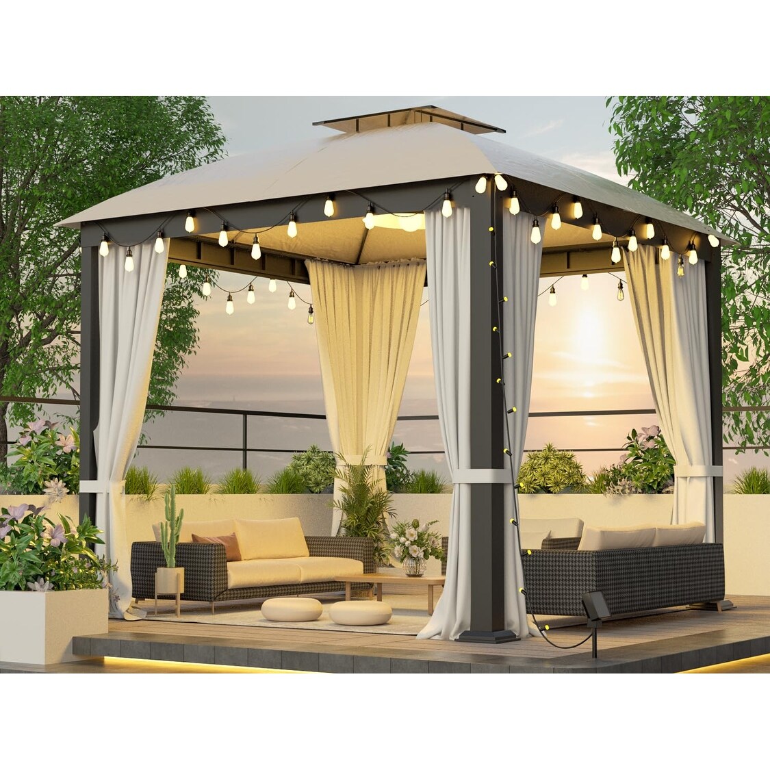 10X10FT Softtop Metal Gazebo with Mosquito Net - Overstock