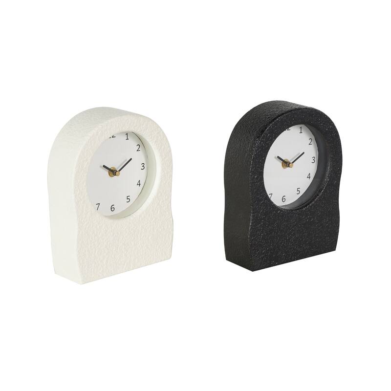 Metal Textured Clock with Gold Accents - Set of 2 Multi Colored - Roche River Decor