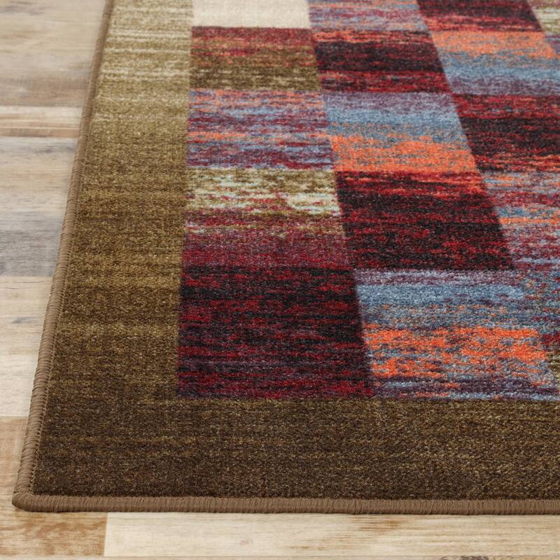 Superior Lockwood Color Block Non-Slip Washable Indoor Runner or Area Rug