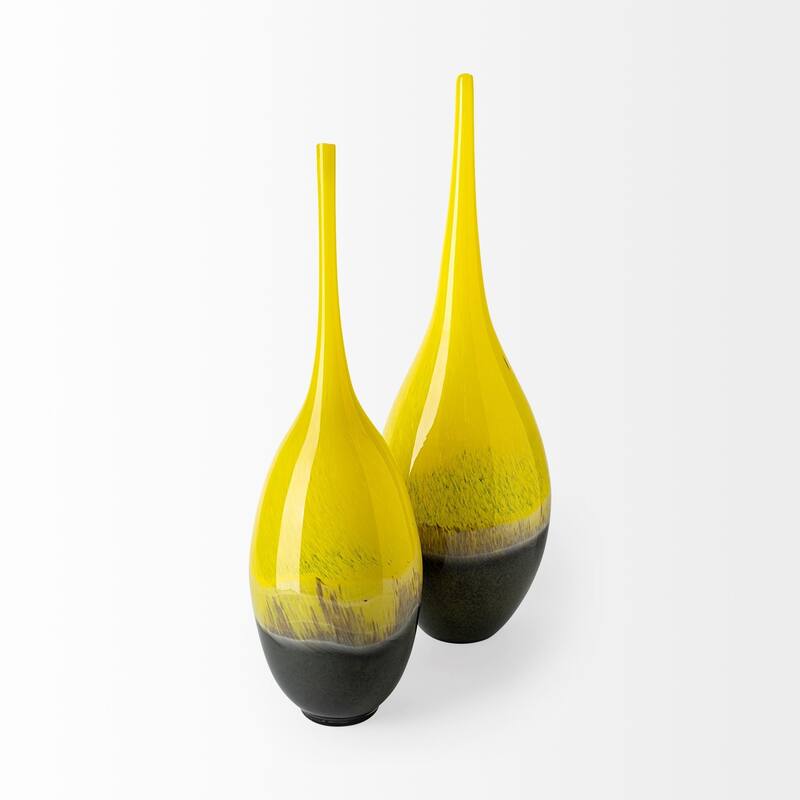 Lovely Yellow and Gray Handblown Spunglass Vase