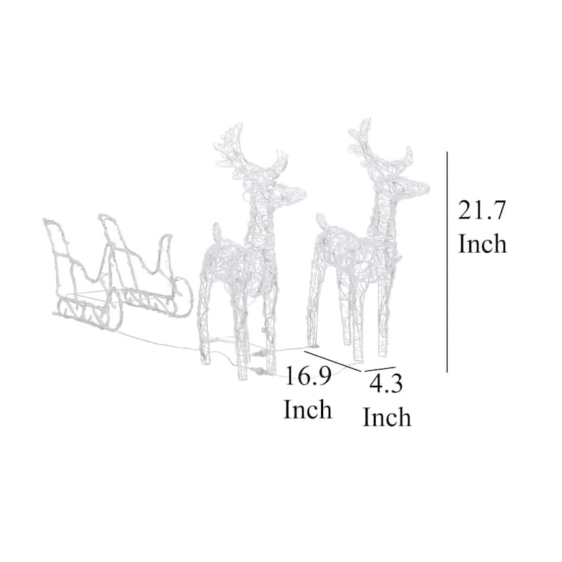4pc Outdoor Reindeer n Sleigh Christmas Decoration, 240 Cool White LED - Cool White