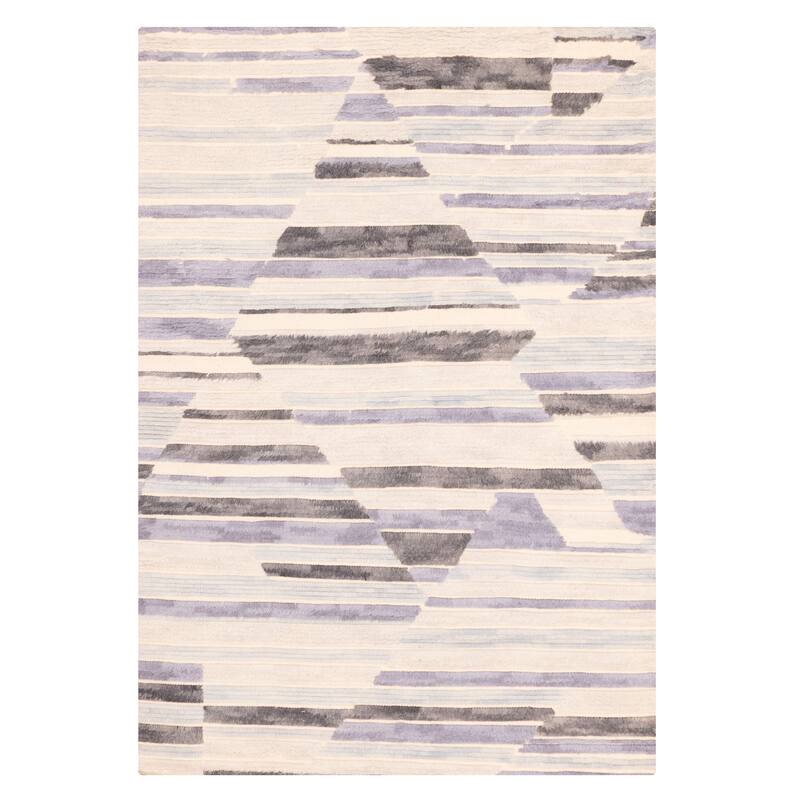 ECARPETGALLERY Hand-knotted Tangier Ivory Wool Rug - 5'3 x 7'8