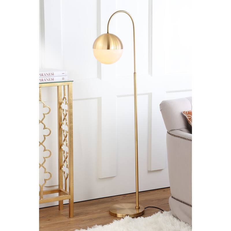 SAFAVIEH Lighting Naeema 56-inch Brass Led Floor Lamp - 15.25" x 9.875" x 55.5" - Brass Gold - 15Wx10Dx56H