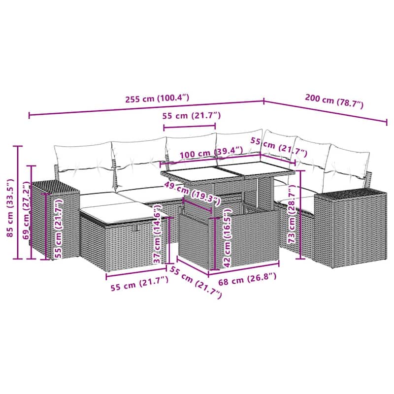 8 Piece Modular Outdoor Sofa Set