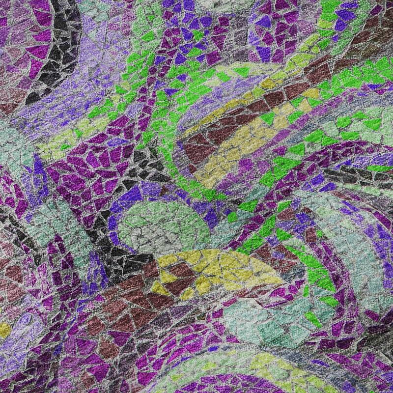 Premium Washable Super Soft Contemporary Mosaic Wave Mayfield Rug