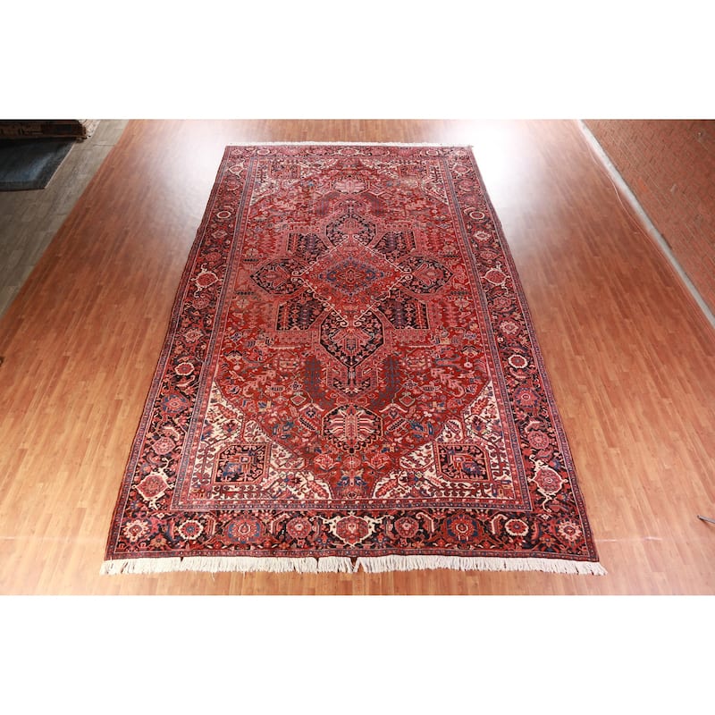 Hand Knotted Oriental 100% Wool Carpet Traditional Medallion Red Heriz Area Rug - 19' 3'' X 12' 0''
