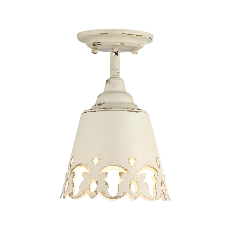 Wry Lighting Eloise 1-light Semi-Flush Mount in Antique Ivory - Antique Ivory - 1-Light Semi-Flush