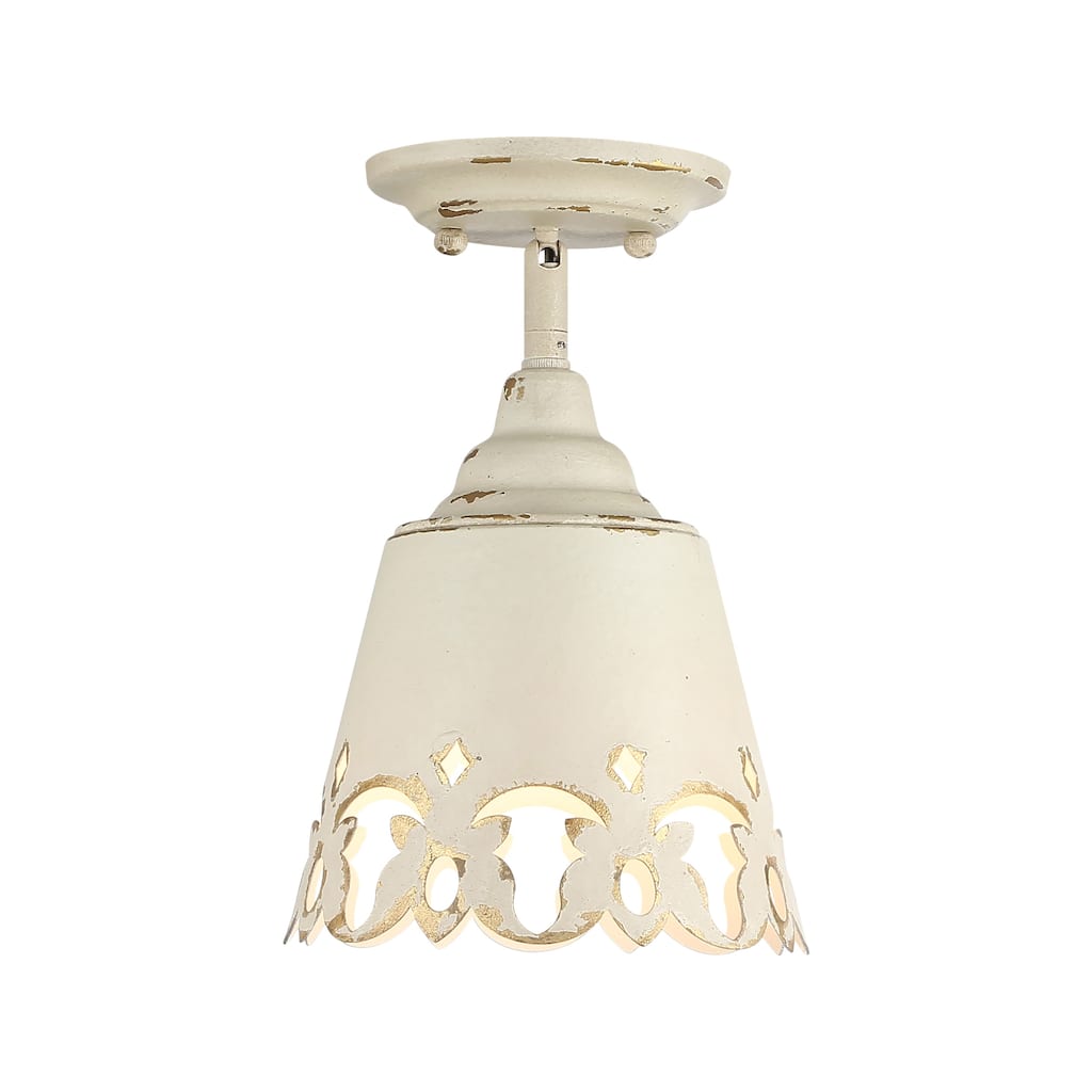 Wry Lighting Eloise 1-light Semi-Flush Mount in Antique Ivory - Antique Ivory - 1-Light Semi-Flush