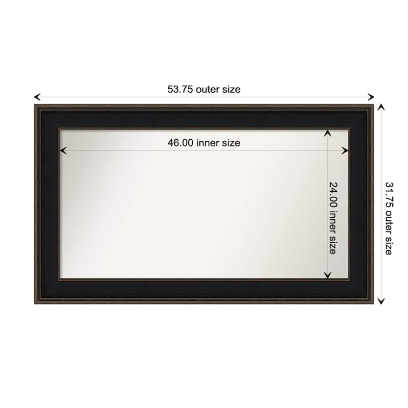 Mezzanine Espresso Framed Non-Beveled Custom Wall Mirror, Bathroom Vanity Mirror - Outer Size: 53.75 x 31.75