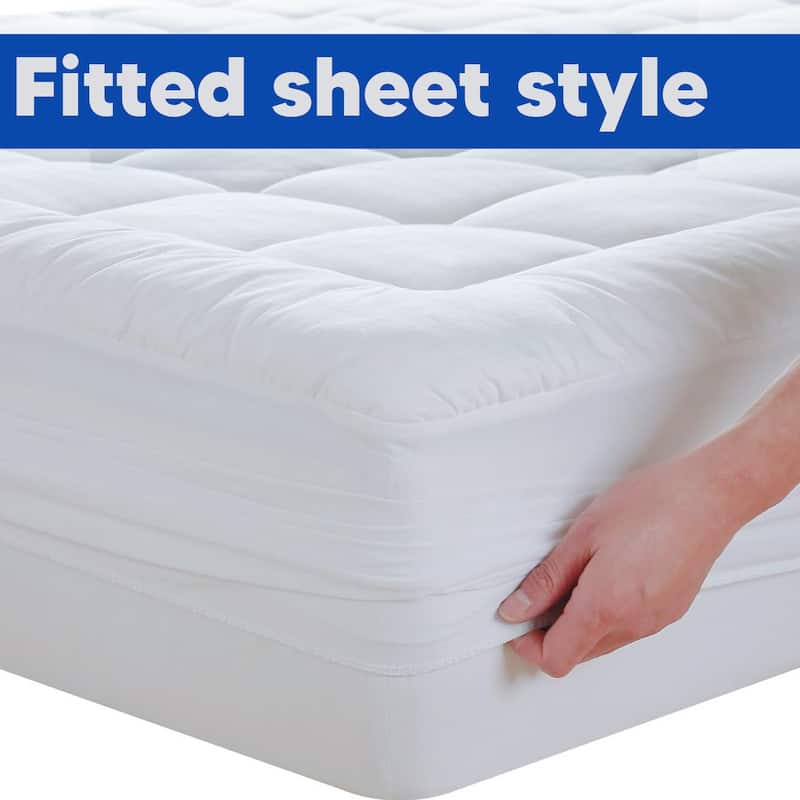 Quilted Mattress Pad – Fitted Elastic Protector, Cover Stretches up to ...