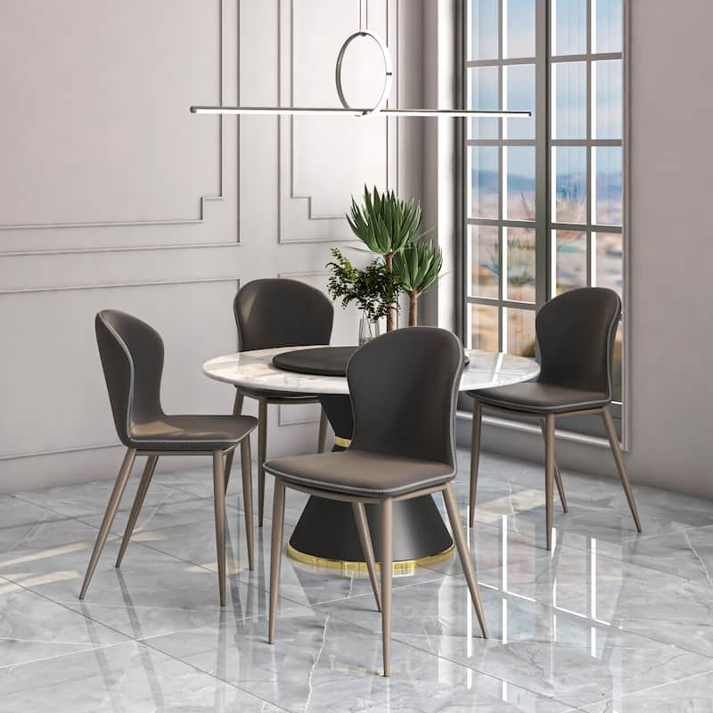 Upholstered Dining Chair in Fabric with Iron Legs Mosaic Series Set of 2