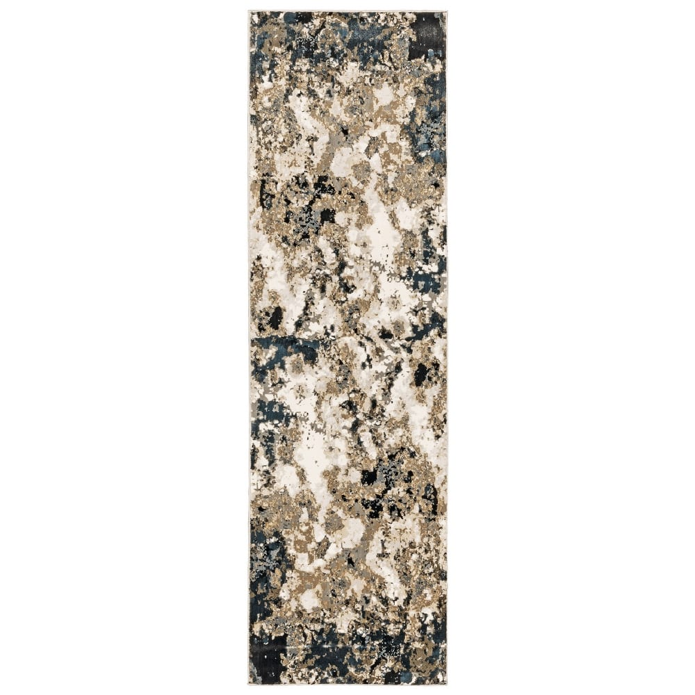 Style Haven Northshire Hi-low Textured Distressed Abstract Navy/ Gold Area Rug