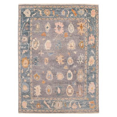 ECARPETGALLERY Hand-knotted Modern Oushak Grey Wool Rug - 7' 8" x 10' 2"