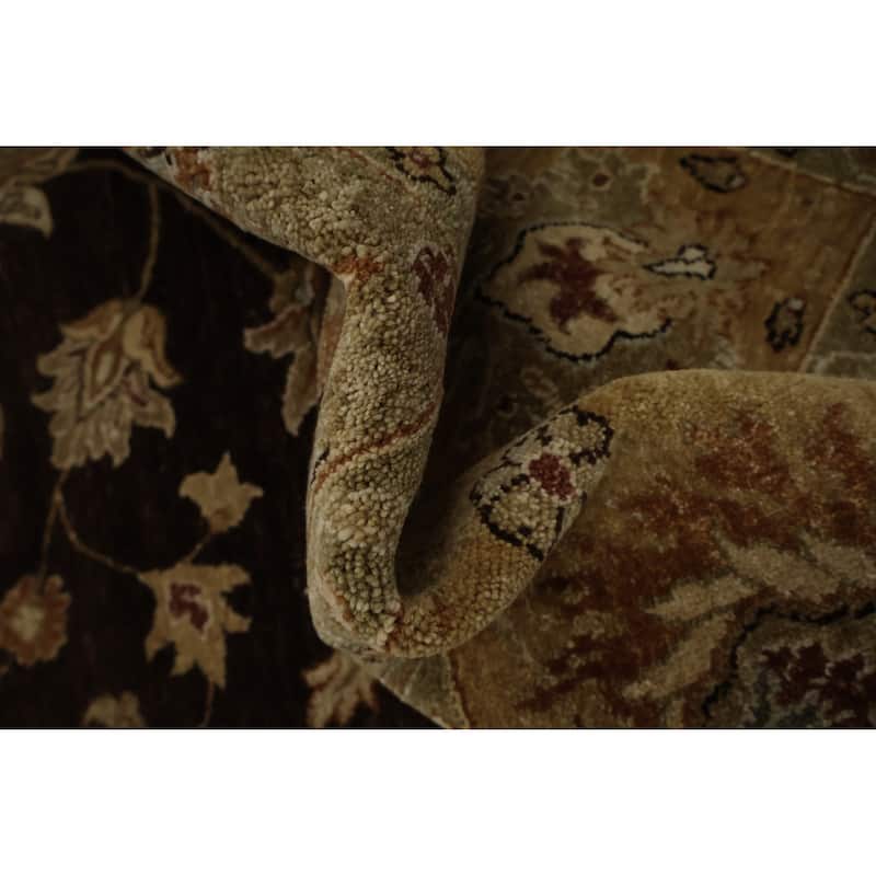Hand Knotted Oriental 100% Wool Carpet Traditional Floral Brown Agra Area Rug - 12' 3'' X 9' 2''