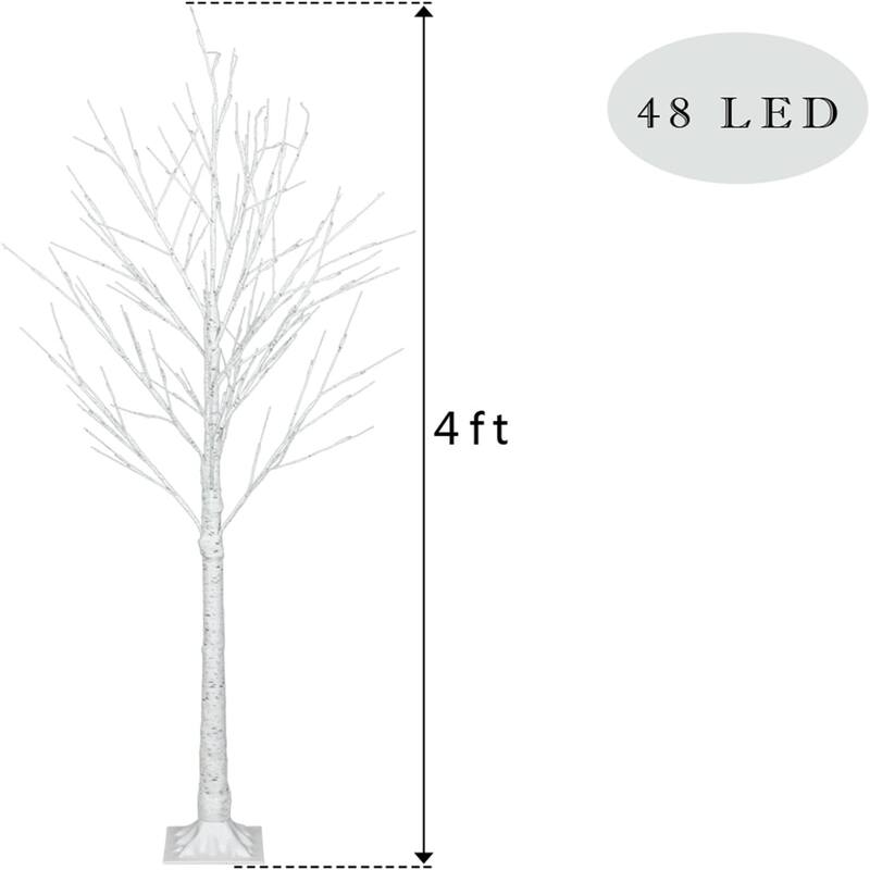 4-Ft 48-Light Artificial Christmas Snow Tree White - N/A
