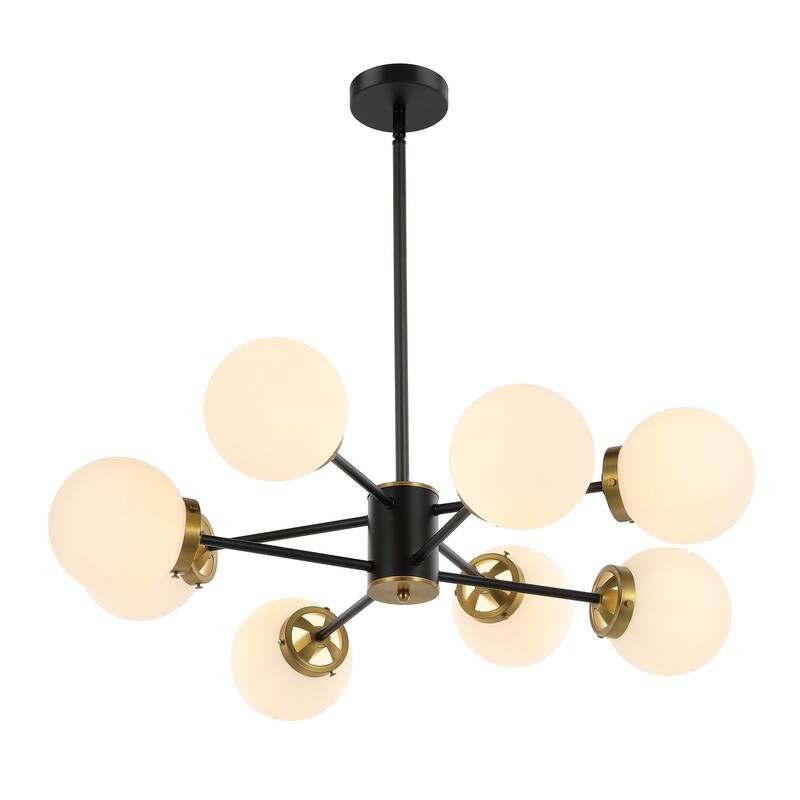 GetLedel 8-Light Dimmable Sputnik Chandelier with Glass Globe Shades