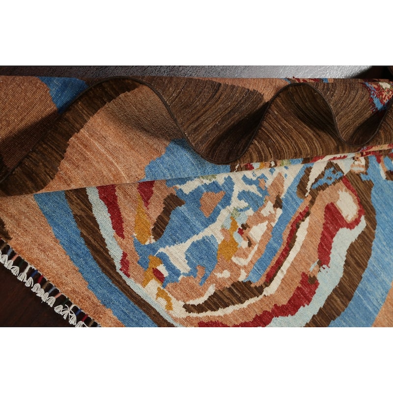 Vegetable Dye Contemporary Abstract Wool Area Rug Hand-knotted Carpet - 5'8" x 7'9"