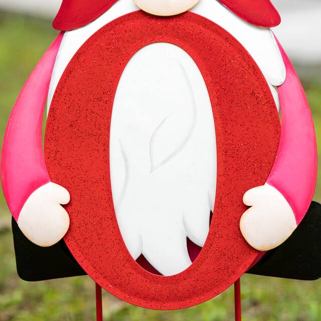 Glitzhome Set of 4 Metal Valentine's LOVE Gnome Yard Stake Hanging Sign