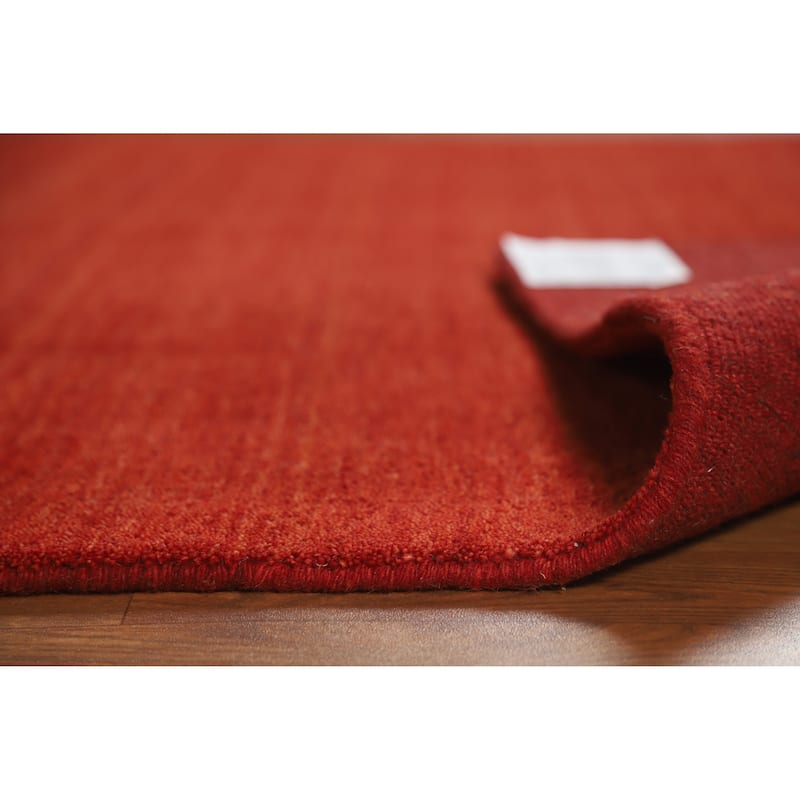 Orange Gabbeh Indian Area Rug Hand-Knotted Oriental Tribal Wool Carpet - 4'11" x 7'10"