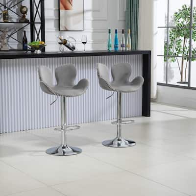Swivel Bar Stools Set of 2 Adjustable Counter Height Chairs with Footrest for Kitchen, Dining Room