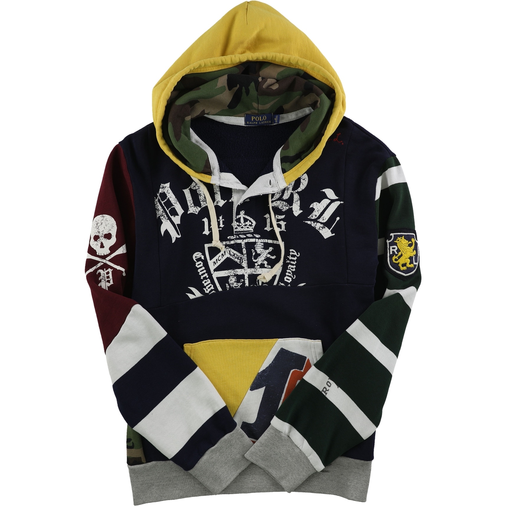 polo patchwork rugby hoodie