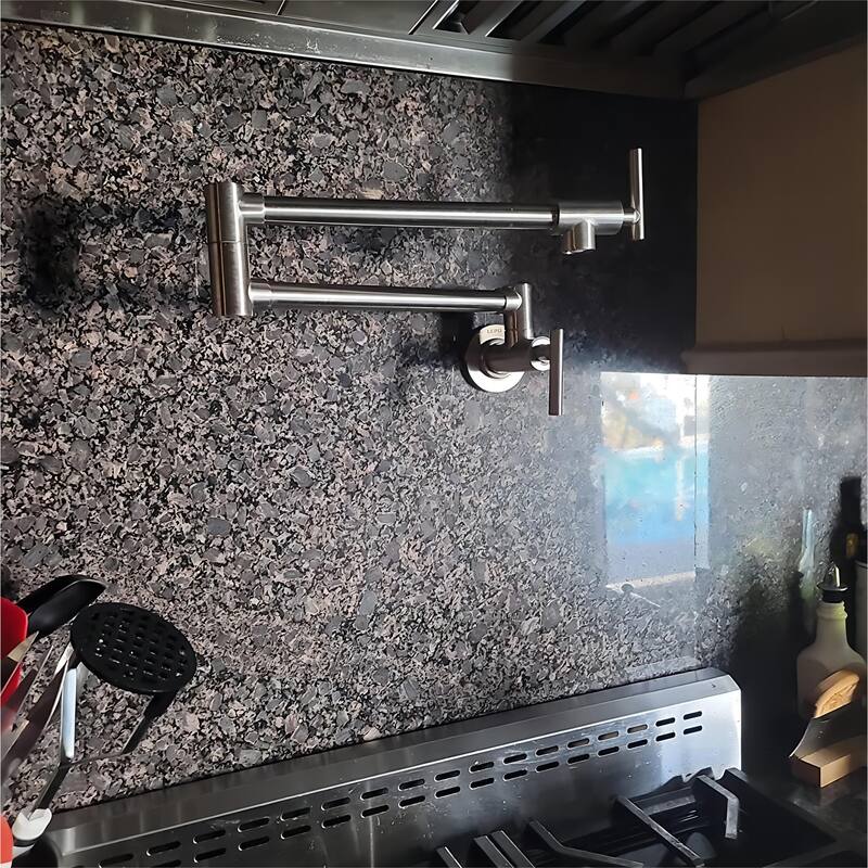 Wall Mount Pot Filler Faucets Folding Stretchable Kitchen Sink Faucet with Joint Swing Arms Kitchen Faucet with 2 Handles