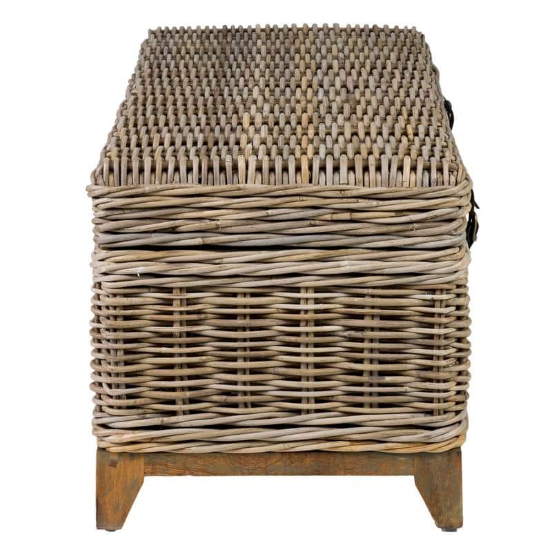Grey Washed Rattan Storage Coffee Table by East at Main